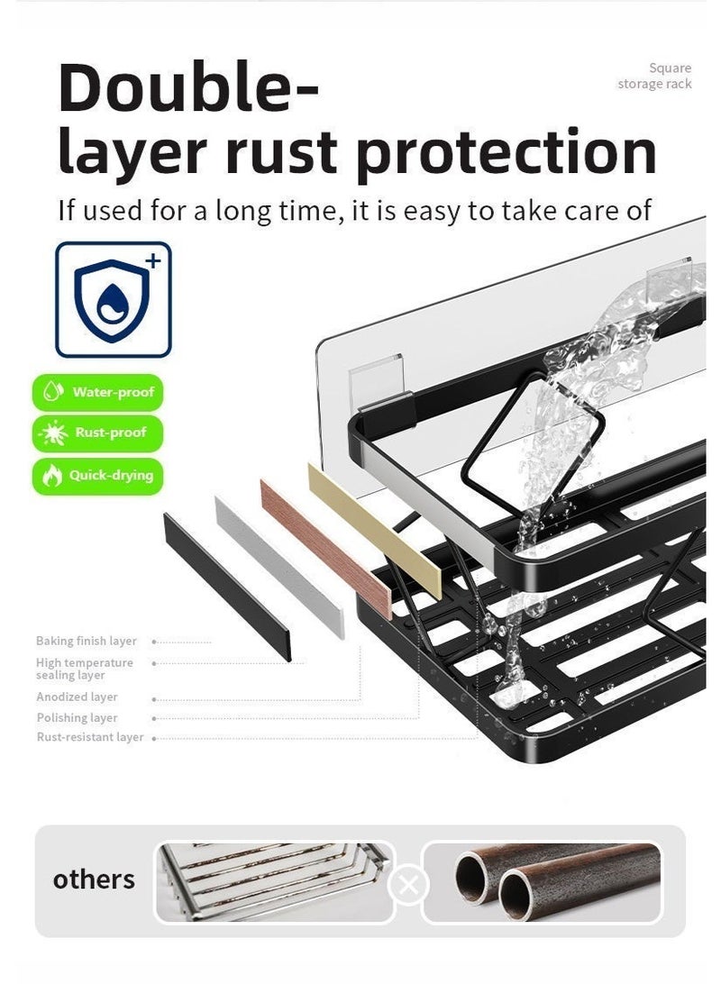 5 Pack Shower Caddy Wall Mounted Double Layer Rustproof Protection, Strong Adhesive No Drilling Waterproof Shower Shelves Set for Bathroom Accessories Storage, Sturdy Large Capacity Bath Organizer with 4 Hooks - Image 2